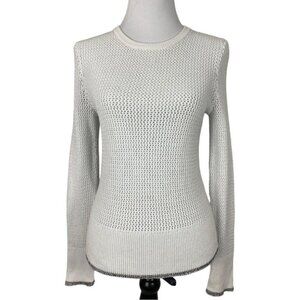 Rag & Bone Women's White‎ Keyhole Crew Neck Stretch Designer Knit Sweater S/C34
